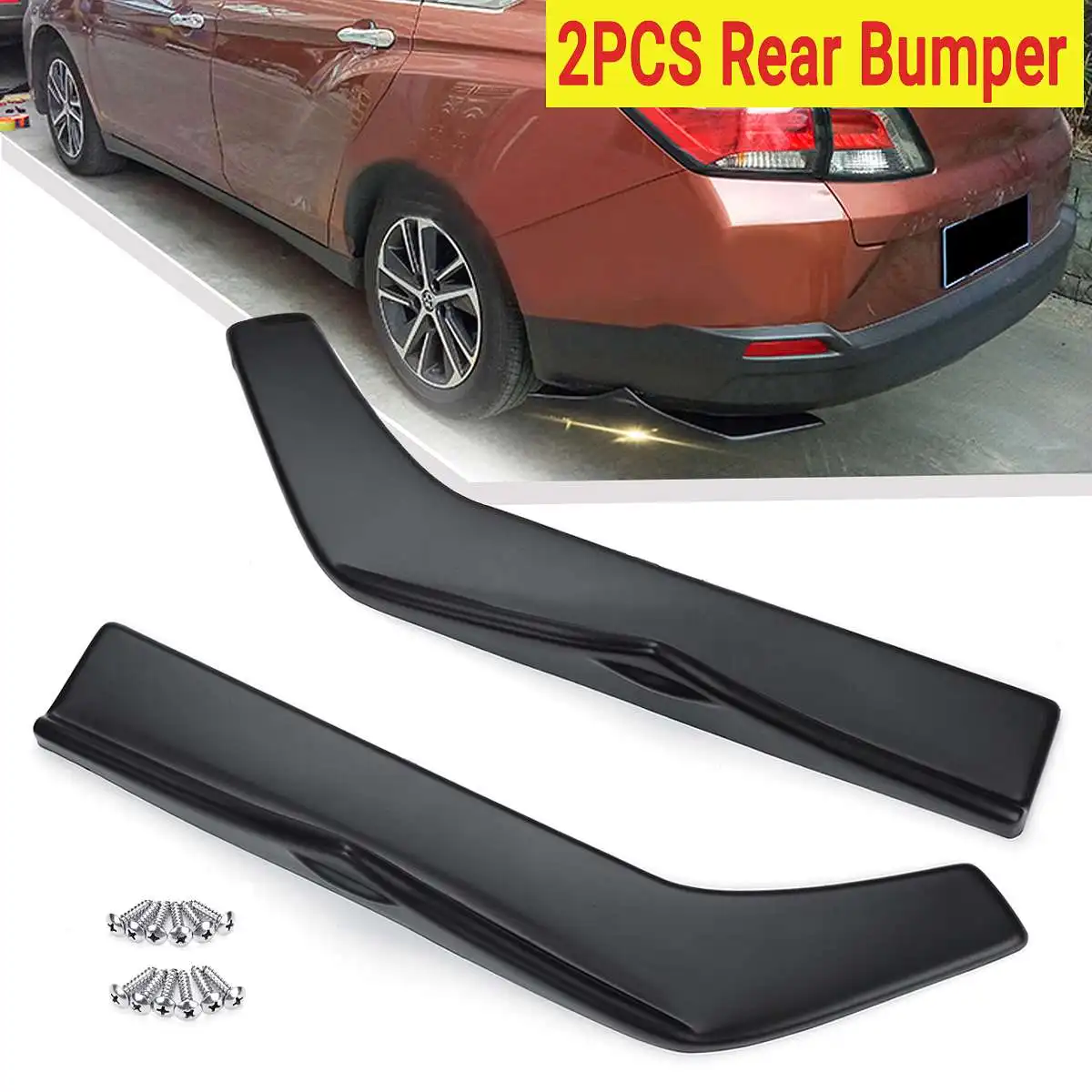 

2pcs Universal Car Rear Left&Right Bump Lip Wrap Splitters Side Skirt Extensions Protection Cover