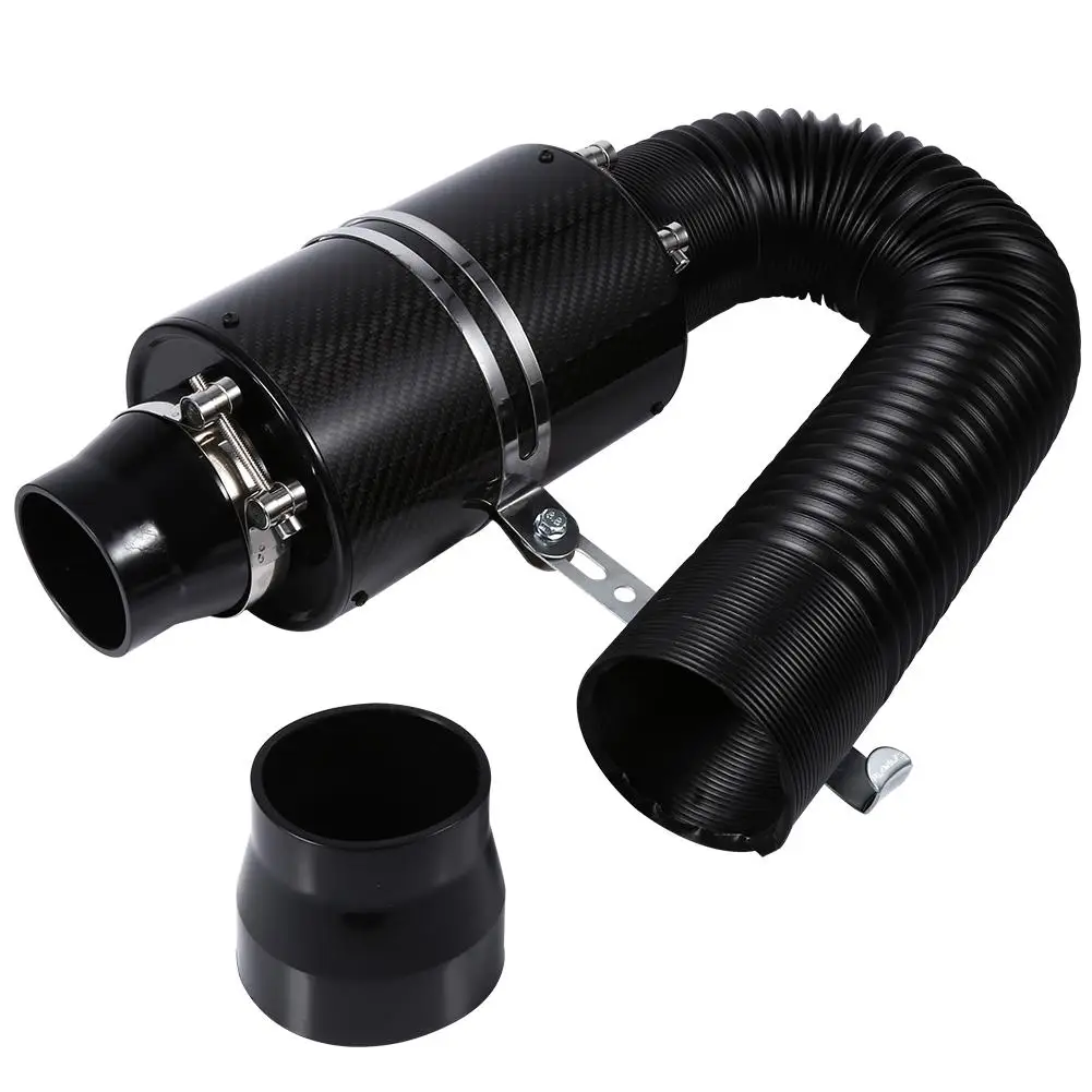 

Oversea Car 3" Carbon Fibre Cold Air Filter Feed Enclosed Intake Induction Pipe Hose Kit Universal