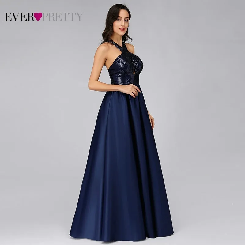 Сексуальное расшитое блестками длинное вечернее платье Ever Pretty A-Line Halter Backless элегантные женские вечерние платья Robe De Soiree