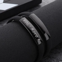 Изготовленный на заказ браслет с резьбой Мужская мода персонализированные руки Ювелирные изделия силиконовые браслеты& кольцеобразный браслет с гравировкой инициалы имя браслет