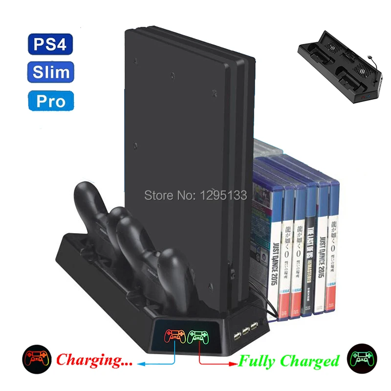 Многофункциональный вентилятор охлаждения PS4 вертикальный с двойной зарядной