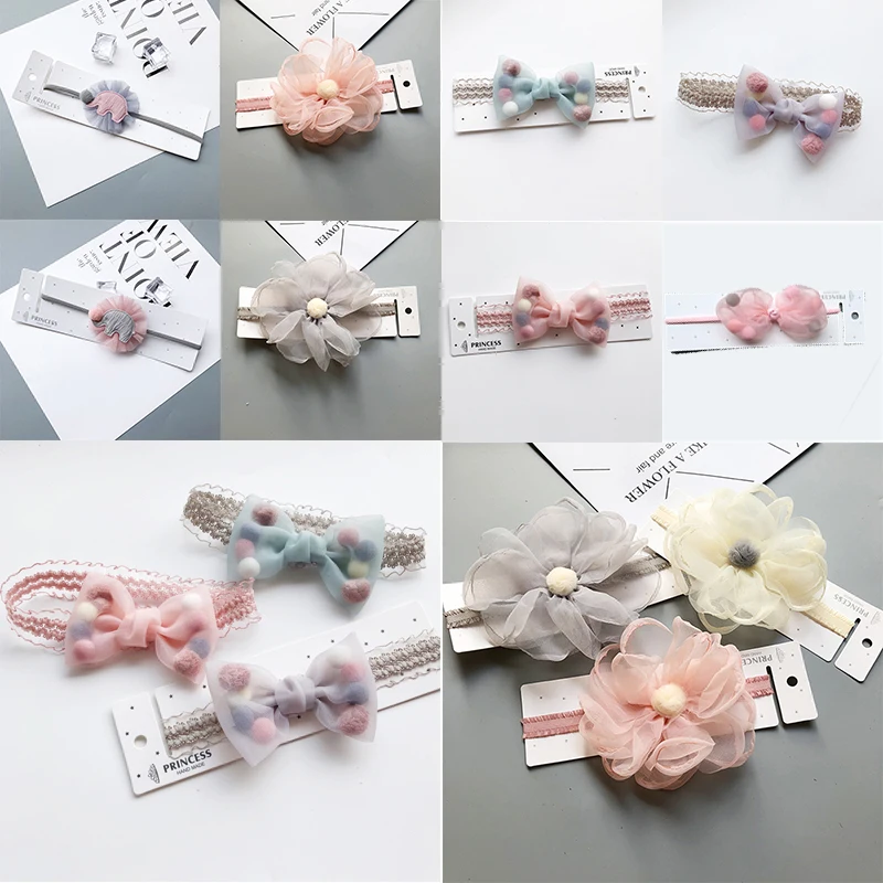 Crown Kids Lace 1PC Elastic Adjustable Bowknot 17 Colors Princess Children Headband Crystal Unique Seaside Beautiful Girls