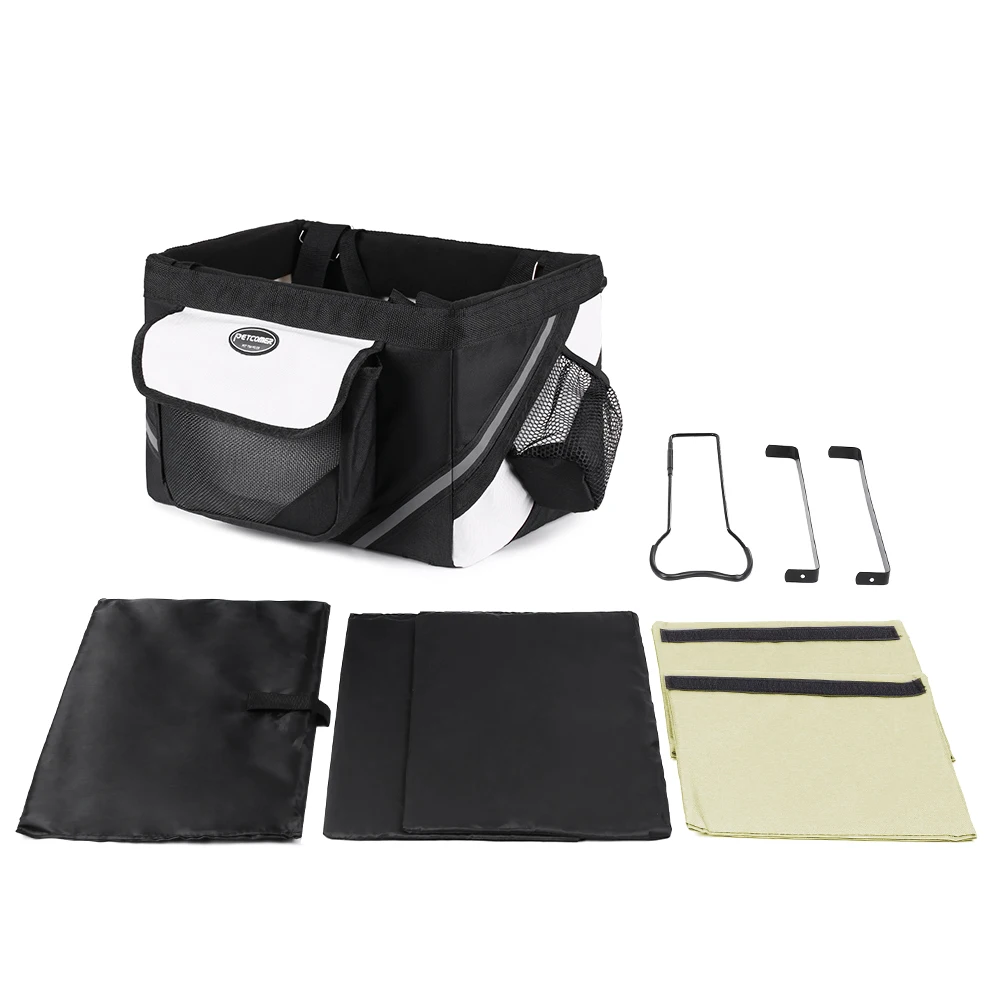 Cheap Cycling Top Tube Frame Front Carrier Bag Bicycle Handlebar Basket Bike Front Box Pet Dog Cat 600D Oxford Fabric Bike Basket 3