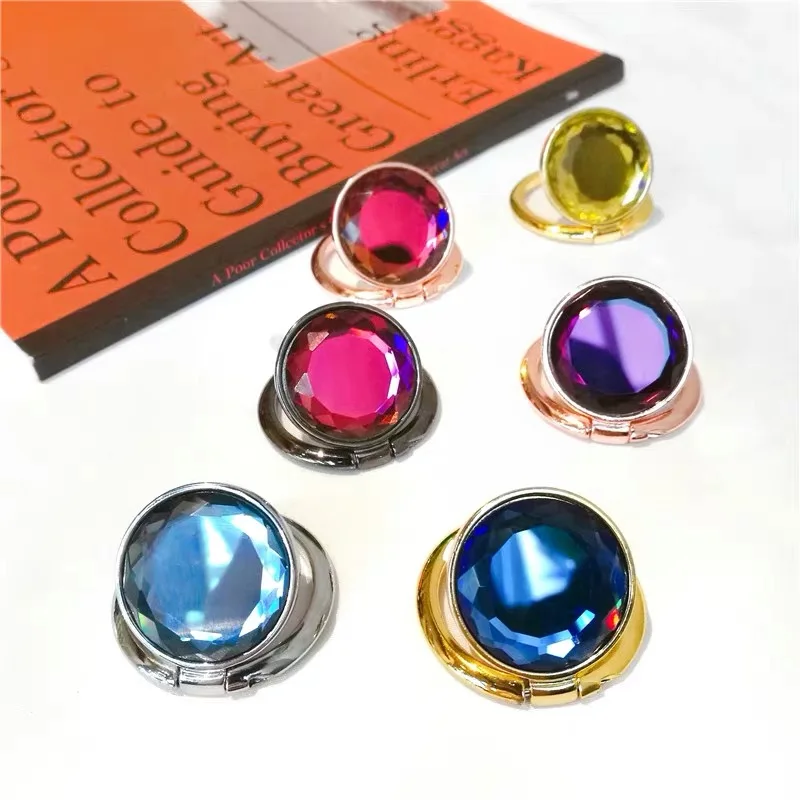 10pcs/lot Luxury Diamond Plated Metal Phone Ring stand holder Sticker for iPhone iPad Huawei Universal cellphone accessories