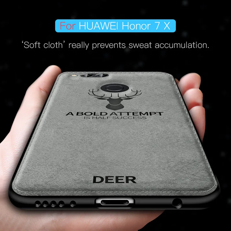 

Cloth Back Case For Huawei 8X p20 p10 p9 lite p20 pro p smart Phone Case For Huawei Honor 7X Silicone Fabric Vintage Capas Coque