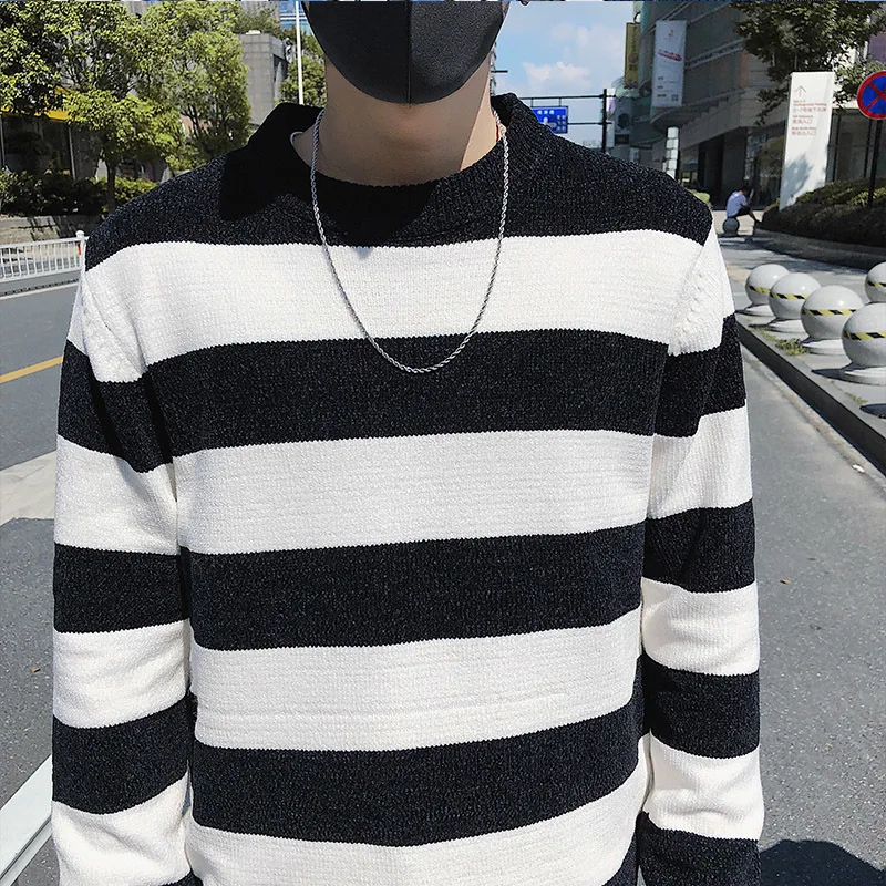 2018 Winter New Casual Stripe Male Round Neck Long Sleeve Sweater dress pullover men Knitting Upper Garment