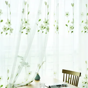 

Little Floral Embroidered Curtains Tulle For Window Screens
