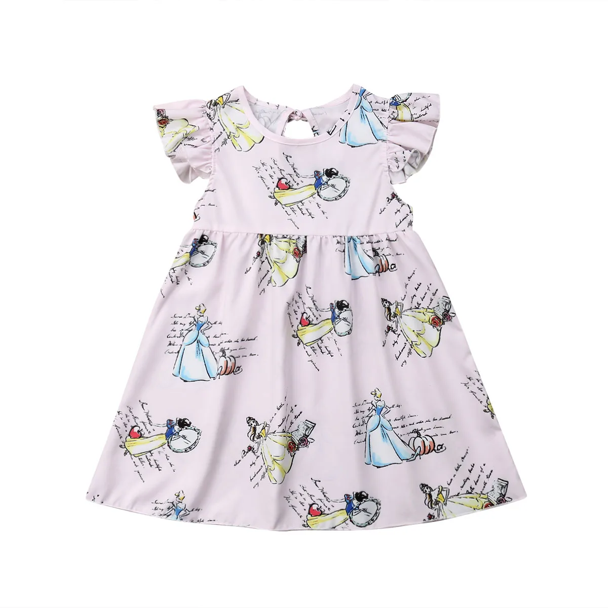 

Lovely Toddler Kids Baby Girl Summer Dress Ruffles Sleeveless Cartoon Princess Girls A-line Pageant Party Dresses Sundress