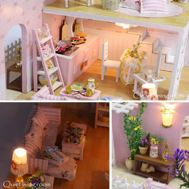 Assembly Building Model Toy Doll House Wooden Miniature DIY Dollhouse Kit Model Handmade Wooden Miniature Doll House Furniture