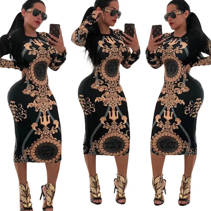 

Skirts 2018 New Brand Women Long Sleeves Floral Print Autumn O-Neck Casual Club Party Bodycon Mini Skirts