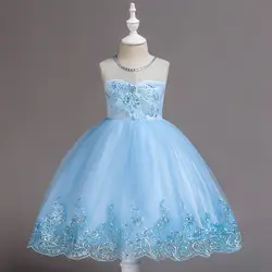 2019 новый блестка европейских детей Вечернее платье свадебное платье для девочек в цветочек пышная и асимметричная дрель Детские платья