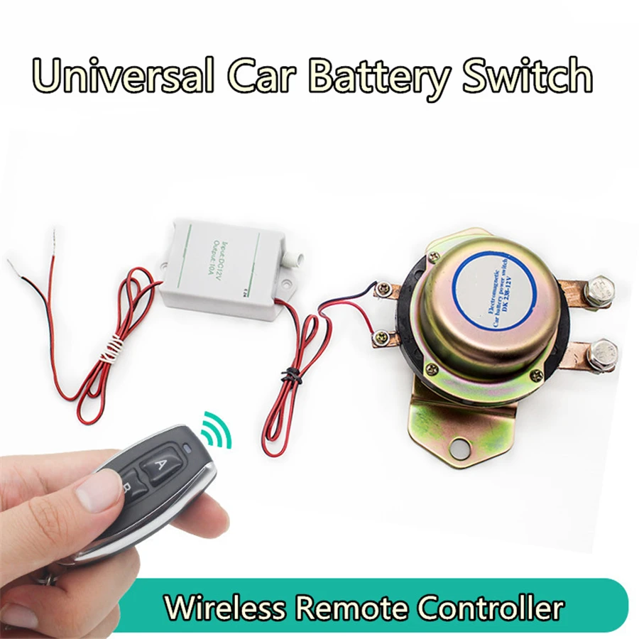 

12V Car Battery Switch Wireless Control Disconnect Latching Relay Electromagnetic Solenoid Power Terminal