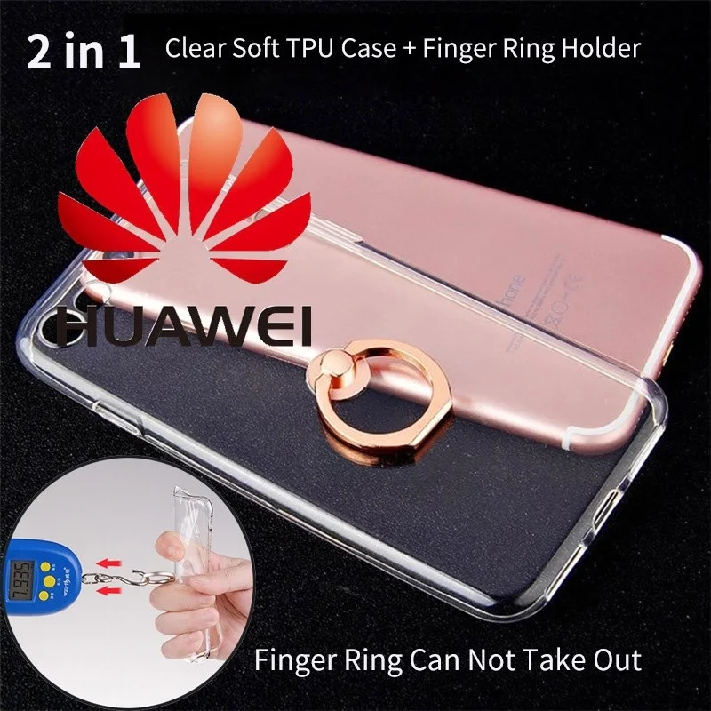 

Transparent Soft TPU Cover For Huawei Y9 Y7 Y6 Y5 Mate 20 10 Pro P20 lite Honor 9 8 8X Nova Case Silicone Clear With Ring Stand