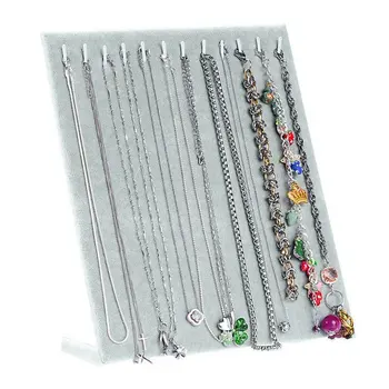 

17 Hooks Velvet Jewelry Organizer Holder Storage Board Bracelet Necklace Pendant Display Stand Rack Jewelry Display Case