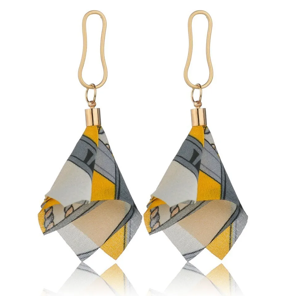 

YANGQI Trendy Drop Earrings 7 Colors Gold Alloy And Cloth Drop Earrings Female Fashion Jewelry Women Earings Wedding Jewelry