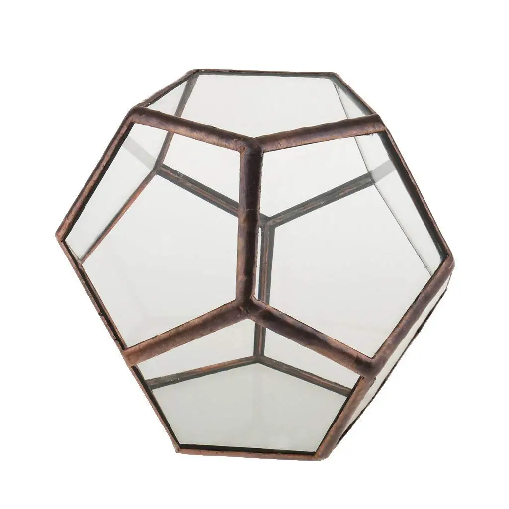 Декоративная стеклянная ваза прозрачная Алмазная геометрическая форма модное украшение для дома свадьба-медь 2,10x10x10 см