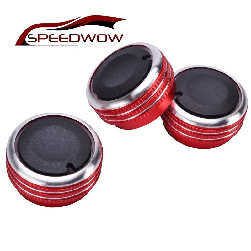 

SPEEDWOW 3pcs Aluminum Alloy Switch Knobs Fit Air Conditioning Knob Cover Heat Control Switch For TOYOTA Vios 2002-2006 Red