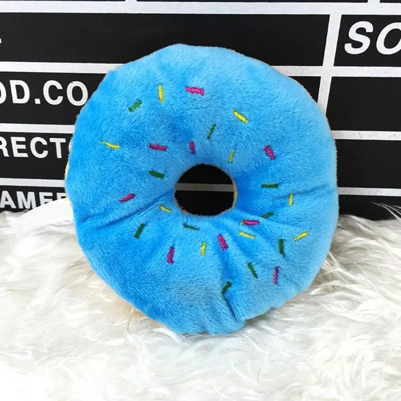 Забавный питомец жевательный плот Speelgoed Huisdier Producten Leuke Donuts Puppy Kat Piepend Piepende Pluche Geluid
