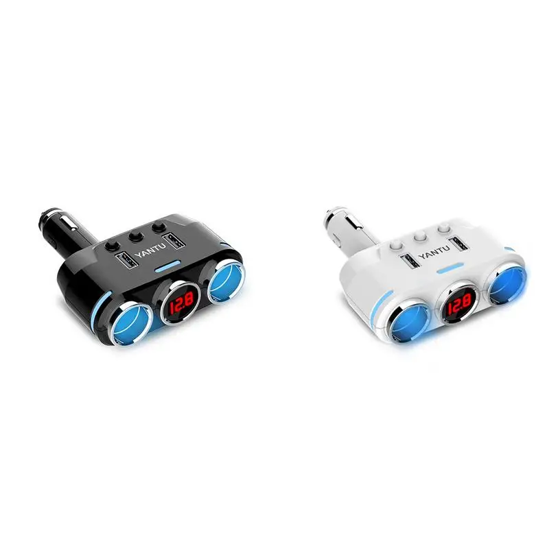 Car Dual USB Car Charger With Voltage Detection Car One To Three Cigarette Lighter 12V Car Accessories