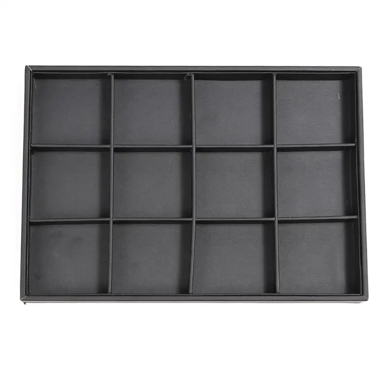Черный PU серьги ювелирные изделия Браслет Организатор Дисплей лоток Дело коробка держатель