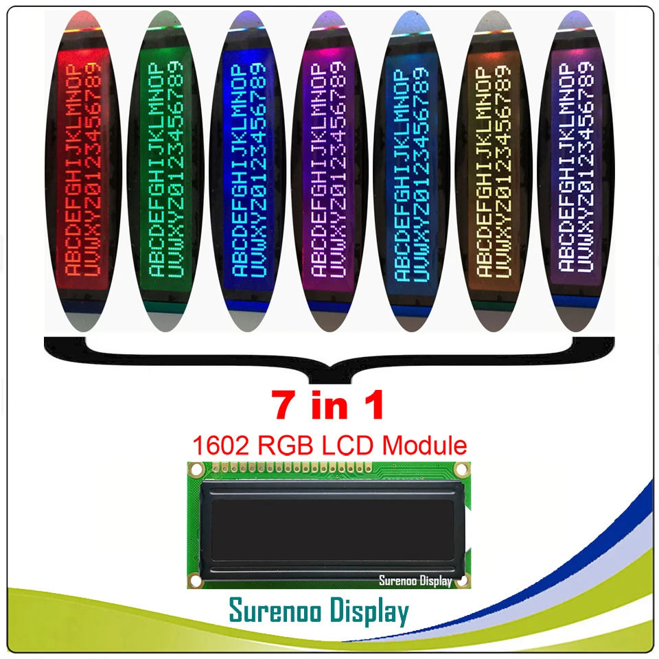162 16X2 1602 5 В/3,3 в персональный модуль lcd экран дисплея LCM FSTN отрицательный с 7 цветов RGB подсветка (RGB на черный)