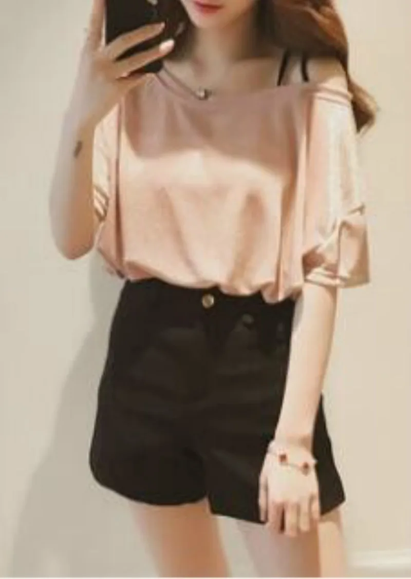 

Xuxi Top Women Summer Casual Camisole Women Five Points Sleeve Sexy T-shirt Strap Cropped Vest Female Camis Fashion Cotton FZ101