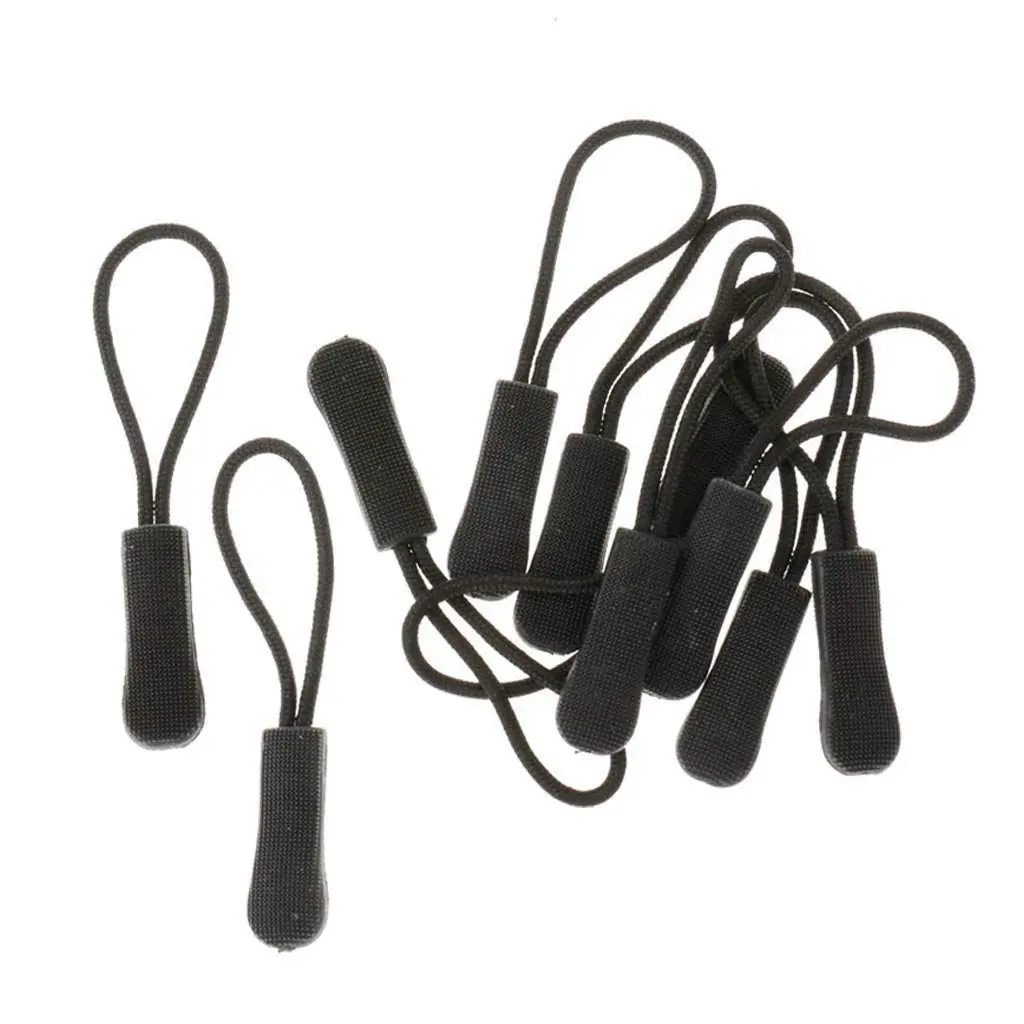 

Fashion 10 Anti-slip zipper puller, zipper, zipper extension trailer, practical and robust for back pack, jacket, etc.- Black