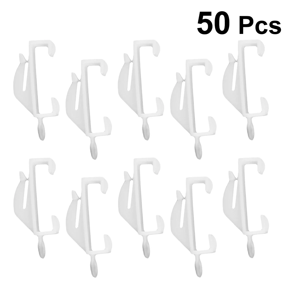 

50PCS Useful Safe Durable Pratical Nontoxic Curtain Hanging Hooks Plastic Clasp Plastic Curtain Hook Pothook Family Supplies