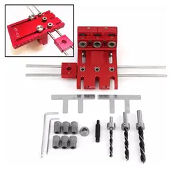 Новые 3 в 1 Деревообработка Дрель Руководство Комплект локатор Doweling джиг столярных системы отверстие набор пробойников алюминиевый сплав