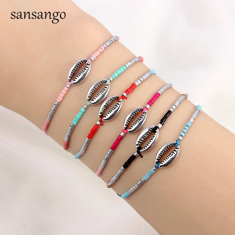 12pcs Fashion Boho Beach Surf Bracelets Seashell Charms Bracelet For