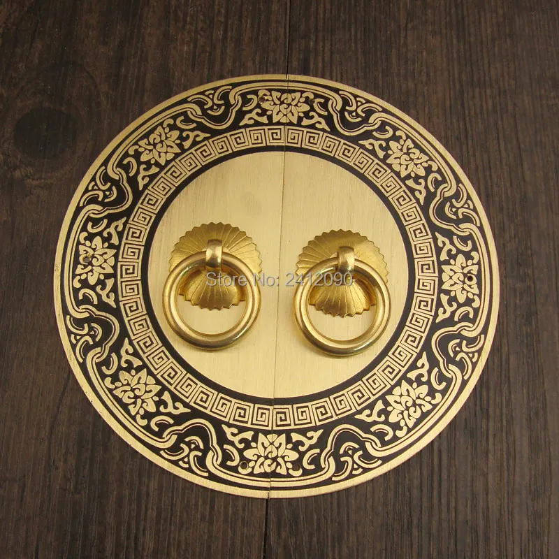 Chinese Antique Furniture Hardware Accessories Round Brass Handles Knobs Cupboard Wooden Box Door Cabinet Pulls Handle 1 set Chinese Antique Furniture Hardware Accessories Round Brass Handles Knobs Cupboard Wooden Box Door Cabinet Pulls Handle 1 set