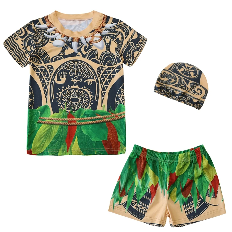 

Boys Mo na Short Sleeves Swimsuits Two Piece with Swim Hat 2330