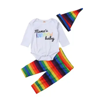 

Baby Romper Long Sleeve Pants Hat Striped Cotton Cute 3PCS Outfits Clothing Newborn Infant Kid Baby Girl Boy Clothes Sets 0-18M
