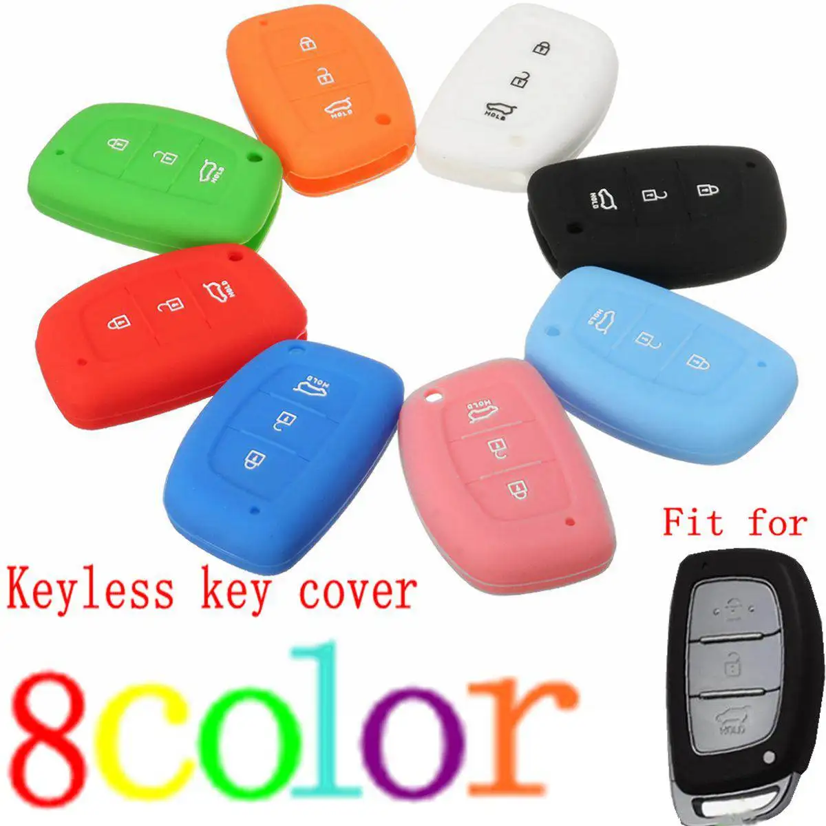

Car 3 Buttons Silicone Key Case Key Fob Cover Case For Hyundai i30 IX35 Elantra Verna Tucson