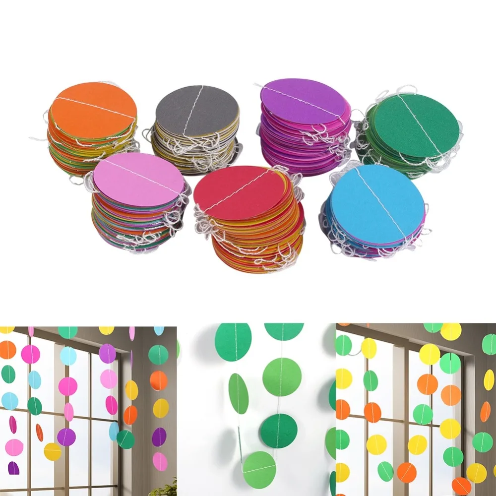 

4M Colorful Glitter Round Bunting Hanging Garland Paper Circle Garland String Chain Home Room Wedding Decoration Party Favors