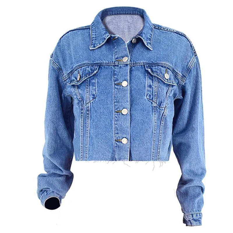 

ZOUHIRC New Women Jeans Coats Summer Loose Short Denim Jacket Long Sleeve Button Coat Casual Girls Outwear Jeans Jacket Coats