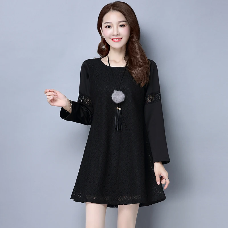 2019 color block plus size mini lace dress