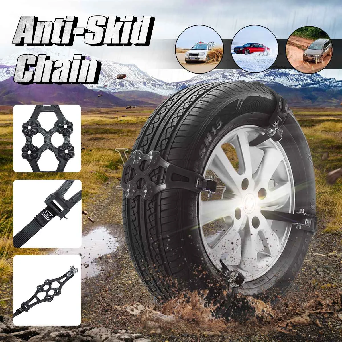 

Universal Car Truck Snow Wheel Chain Waterproof Emergency Anti-slip Tire Adjustable Anti-skid Safety Double Snap Chain