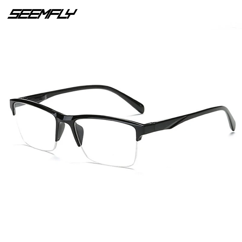 Seemfly, полуоправа, очки для чтения, ультралегкие, дальнозоркие очки, черные, дальний прицел, очки для мужчин и женщин, прозрачные линзы+ 25 до+ 400, унисекс