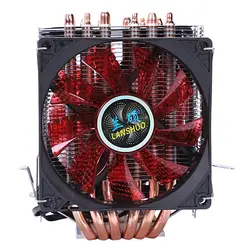 Lanshuo 6 тепловая труба 4 провода с светом три вентилятора ЦП вентилятор Радиатор кулер теплоотвод для Intel Lga 1155/1156/1366 охладитель тепла грех