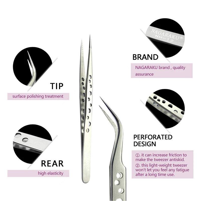 2pcs Individual Eyelash Extension Bend Straight Tweezers Nail Art Tools Durable | Красота и здоровье