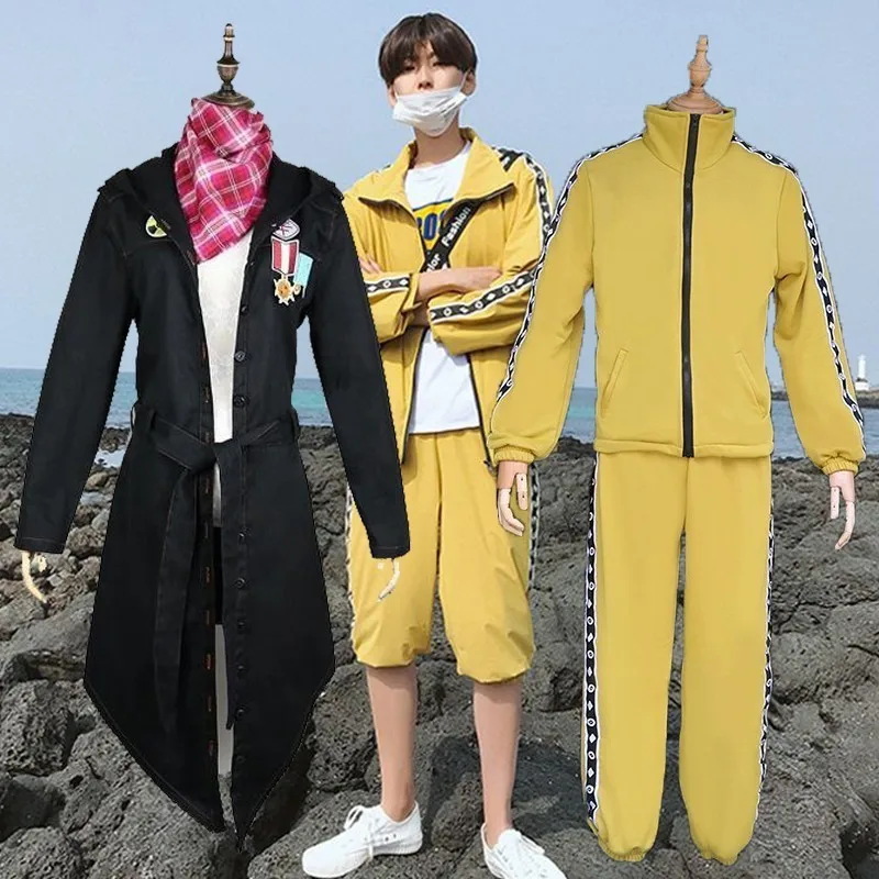 

Playerunknown's Battlegrounds Game Costume Cosplay Carnival Adult Halloween Men Full Set Party Outfit Custom Made Yellow Coat