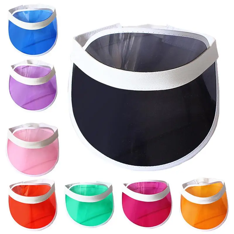 

2019 New Summer Unisex Women Men Sun Hat Candy Color Transparent Empty Top Plastic PVC Sunshade Hat Visor Caps Bicycle Sunhat