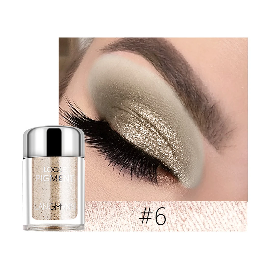 

LANGMANNI Glitter Eyeshadow Metal Loose Powder Waterproof Flash Pigment Color Eye Shadow Sombras De Ojos Profesional TSLM2