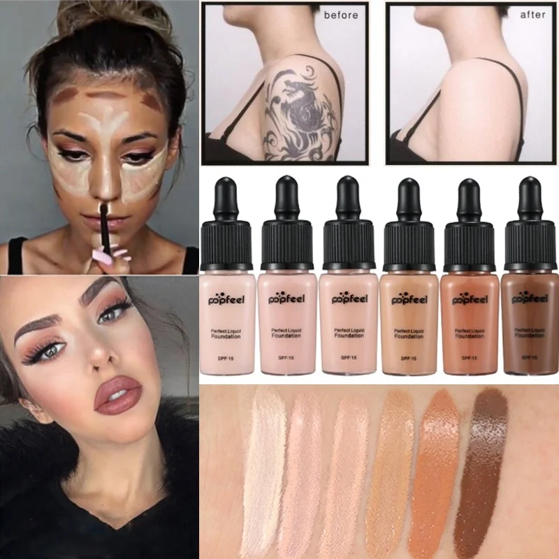 

1 Piece Women Professional Base Liquid Concealer Make Up Long Lasting Sun Block Face Dark Skin Makeup Liquid Foundation