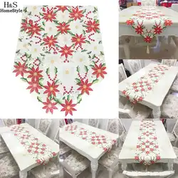Цветочный ужин узор полотенце Рождественский подарок белый чехол бегун украшения Рождественский стол Вечерние