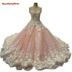 Винтажное свадебное платье из тюля с бриллиантами 2018 Vestidos de Noivas, розовые праздничные платья на заказ, свадебные платья Princesa