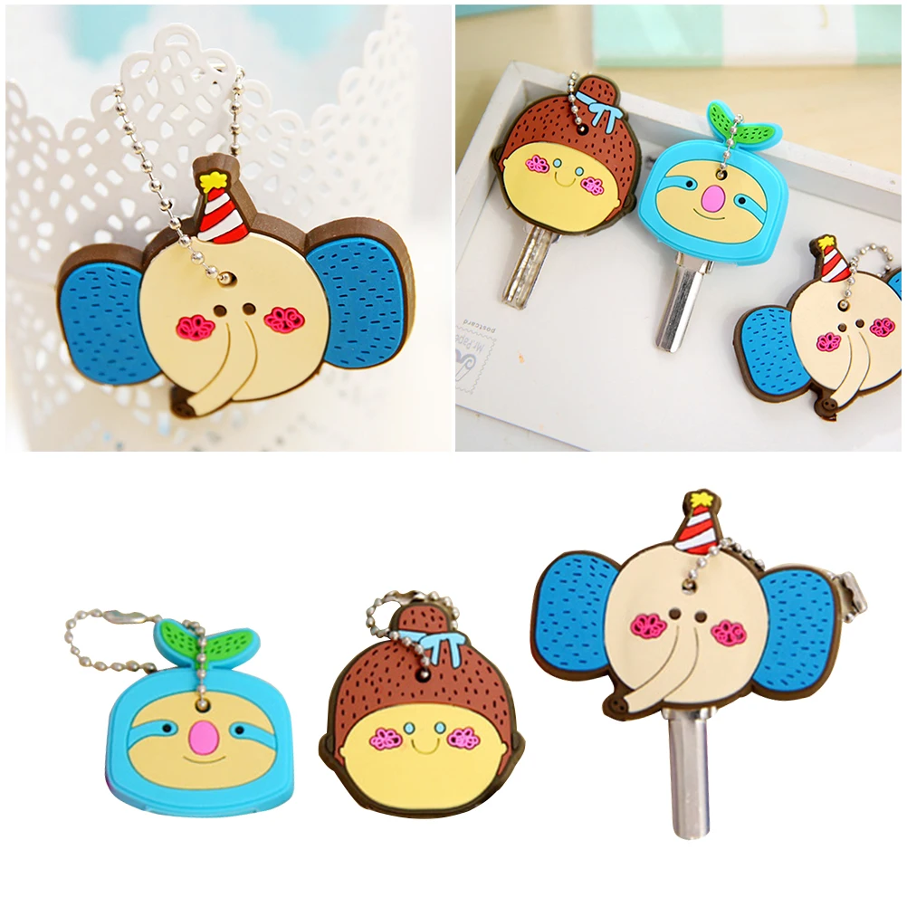 

Cartoon Candy Colored Key Caps Key Covers Tags Keyring Keychain Holder Hanging Pendant Identifier Coding Rings(Random Pattern)