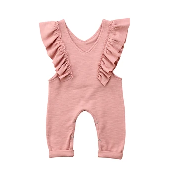 

2019 Autumn Winter Baby Toddler Girl Kids Sleeveless Ruffle Overalls Romper Jumpsuit Casual Princess Knitted Clothes Wholesale