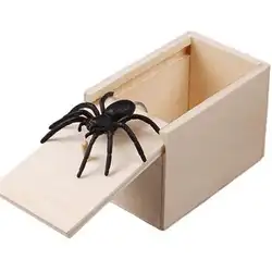 Новое поступление забавные розыгрыши День смеха смешной напугать Маленькая деревянная коробка паук страшно девушки Паук шутки челнока